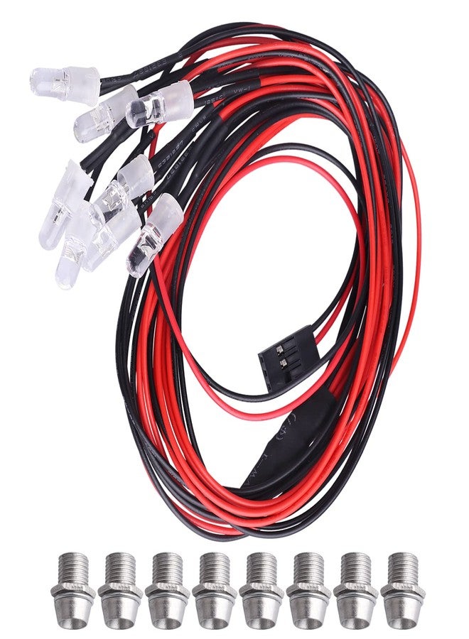CrazyHobby طقم مصابيح أمامية وخلفية LED من CrazyHobby بثمانية مصابيح، متوافق مع سيارات Traxxas Slash وRustler وTamiya وArrma وRedcat وHSP وRC4WD وAxial SCX10 RC (سيارات وشاحنات ودبابات وسيارات زحف وسيارات سباق قصيرة). - Image 3